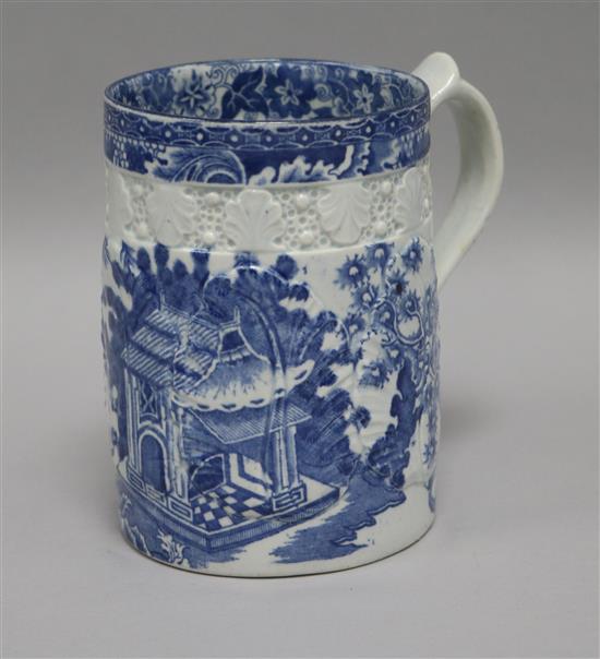 An early 19th century pearlware leaf moulded mug